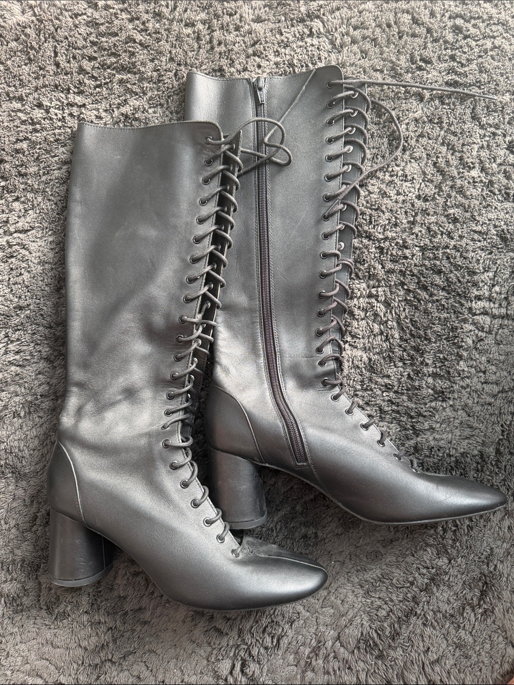 Zara Tall Lace-Up Boots — Black